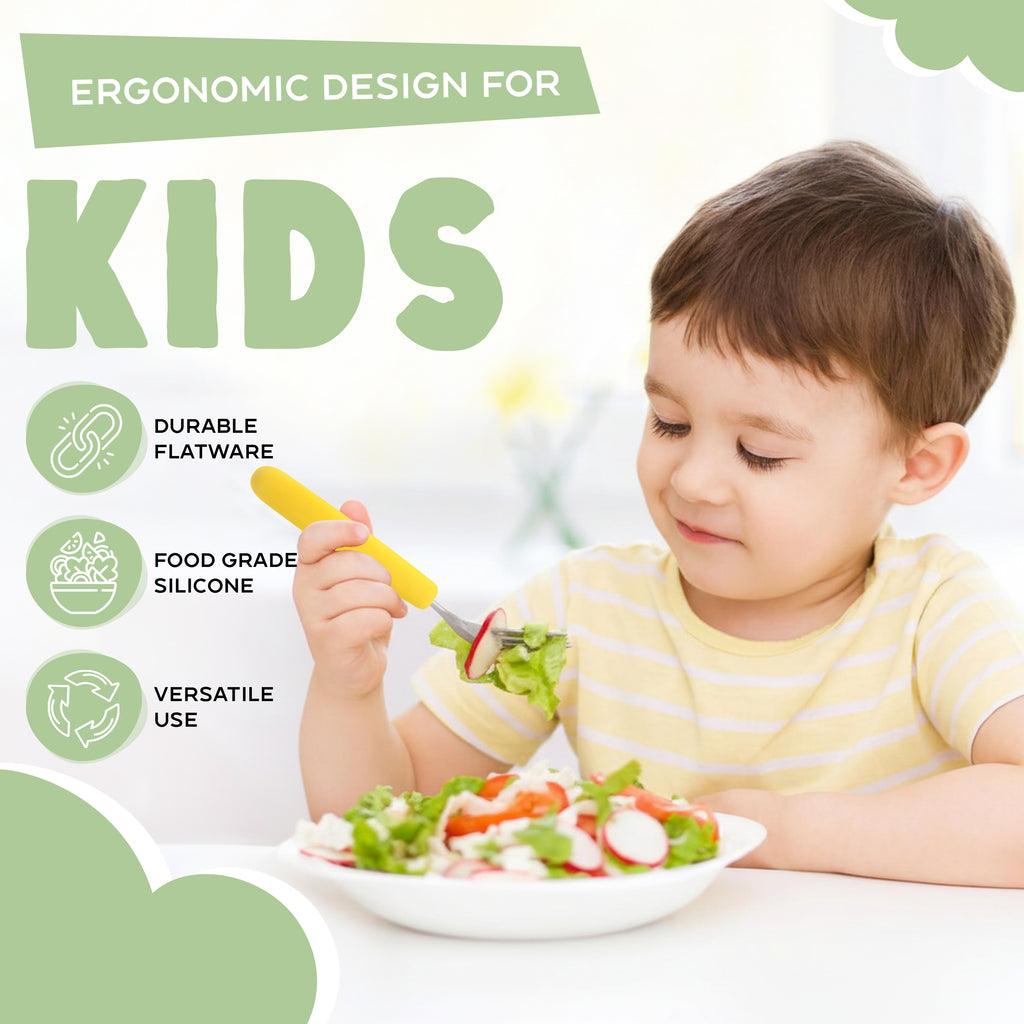Set de 2 Cuillères pour Enfants – Jaune & Vert Menthe