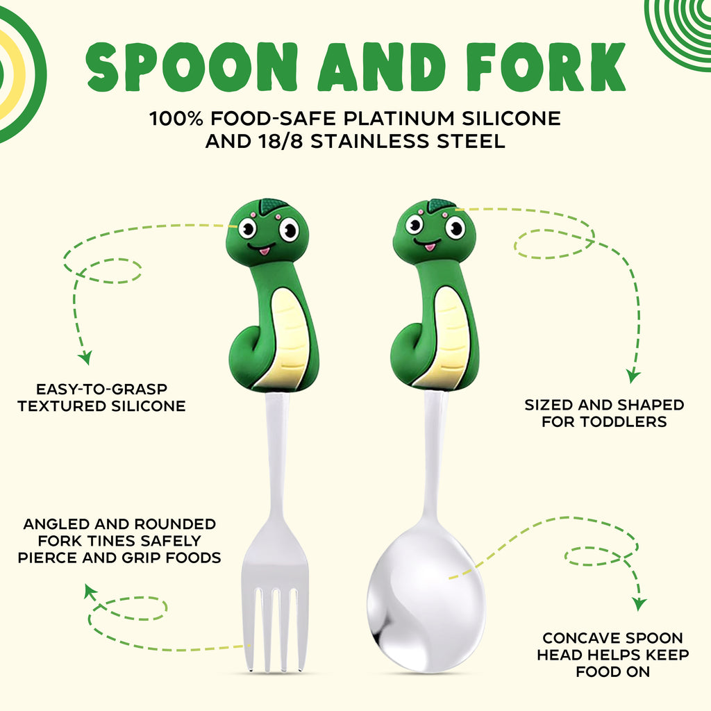 Set de 4 couverts pour enfants – Adorables poignées en forme d’animaux