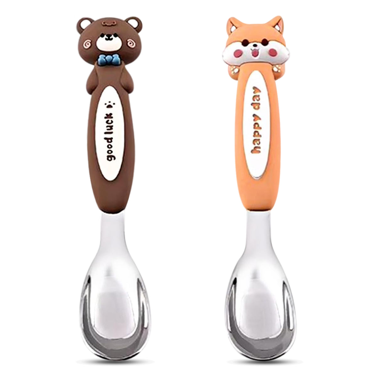 Poignées en Forme d’Animaux - Set de 2 Cuillères pour Enfants