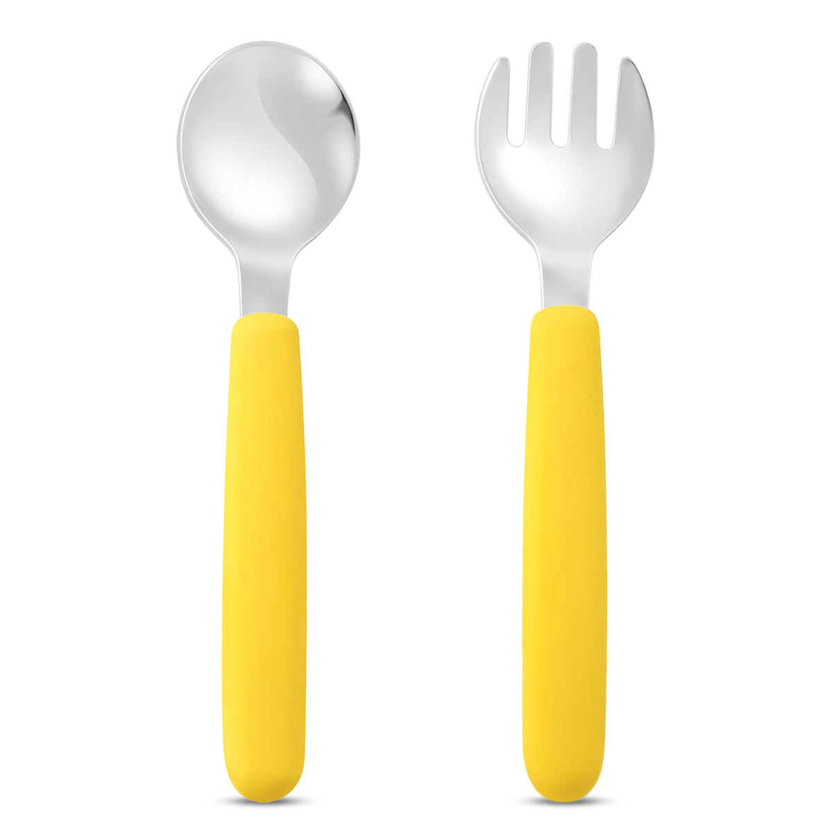Set de 2 Cuillères pour Enfants – Jaune & Vert Menthe