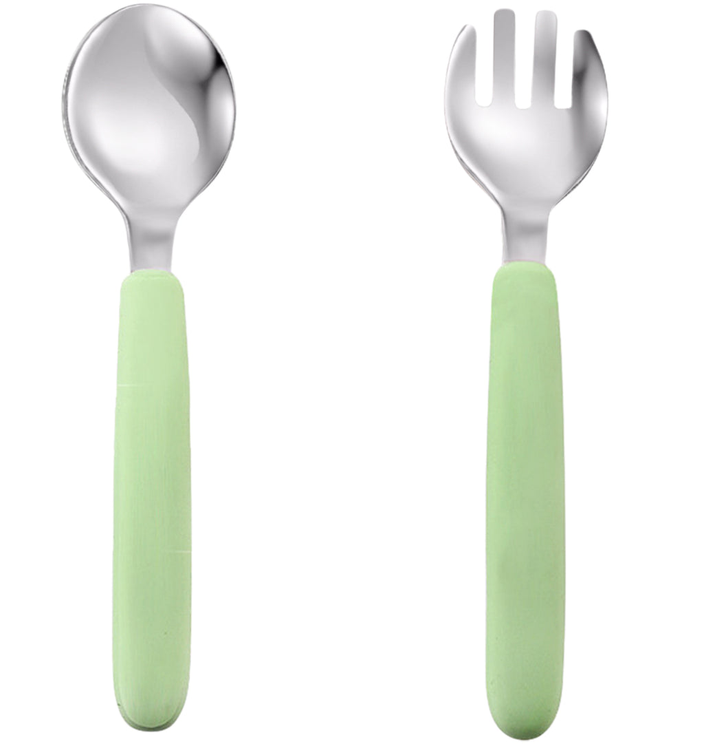 Set de 2 Cuillères pour Enfants – Jaune & Vert Menthe