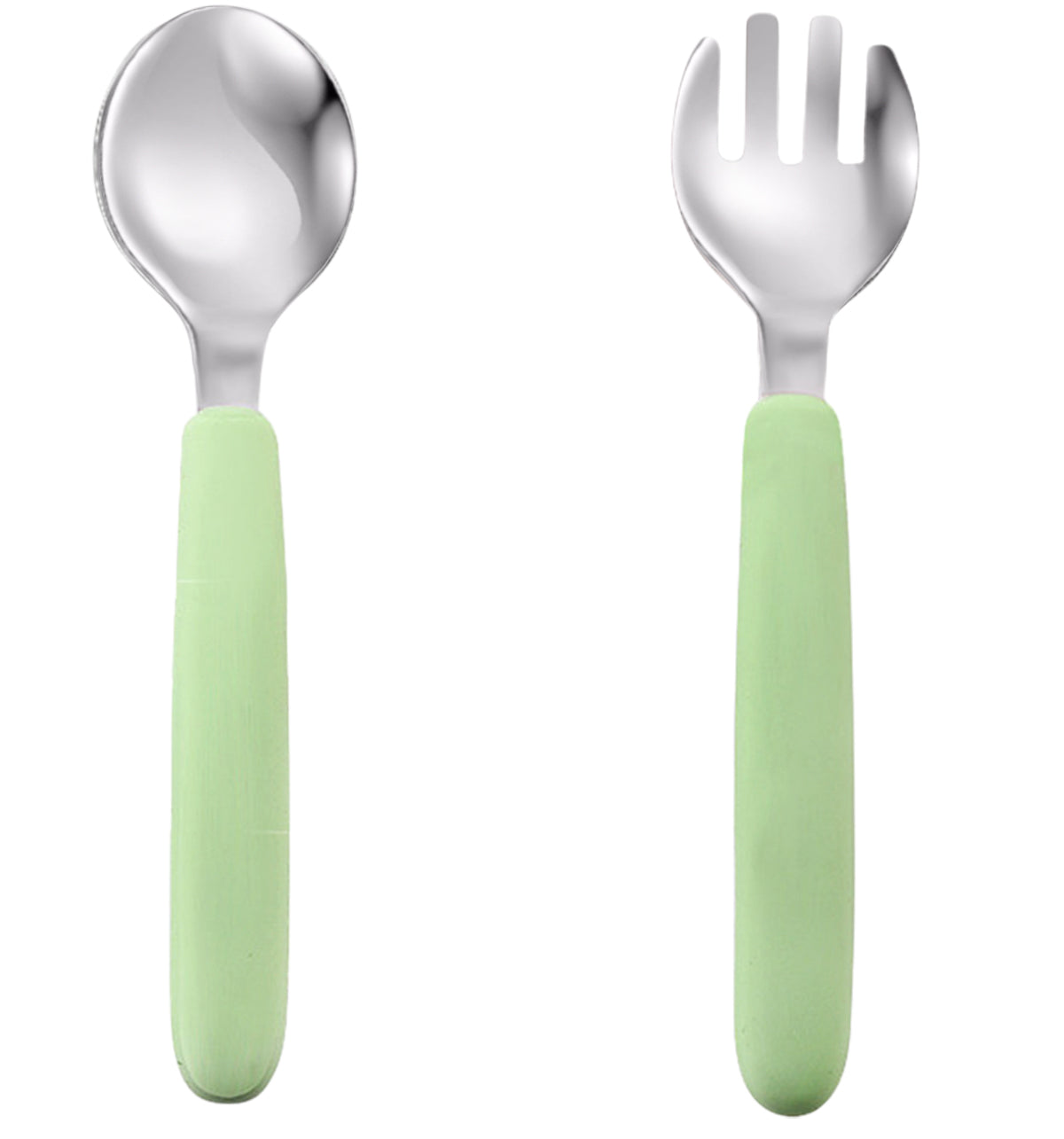 Set de 2 Cuillères pour Enfants – Jaune & Vert Menthe