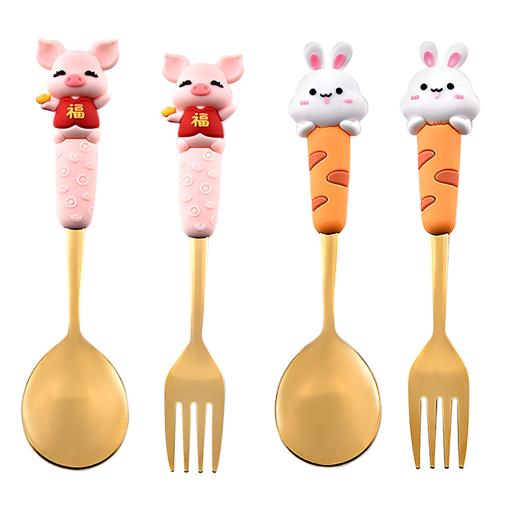 Set de 4 pièces Golden Spoon : 2 fourchettes et 2 cuillères
